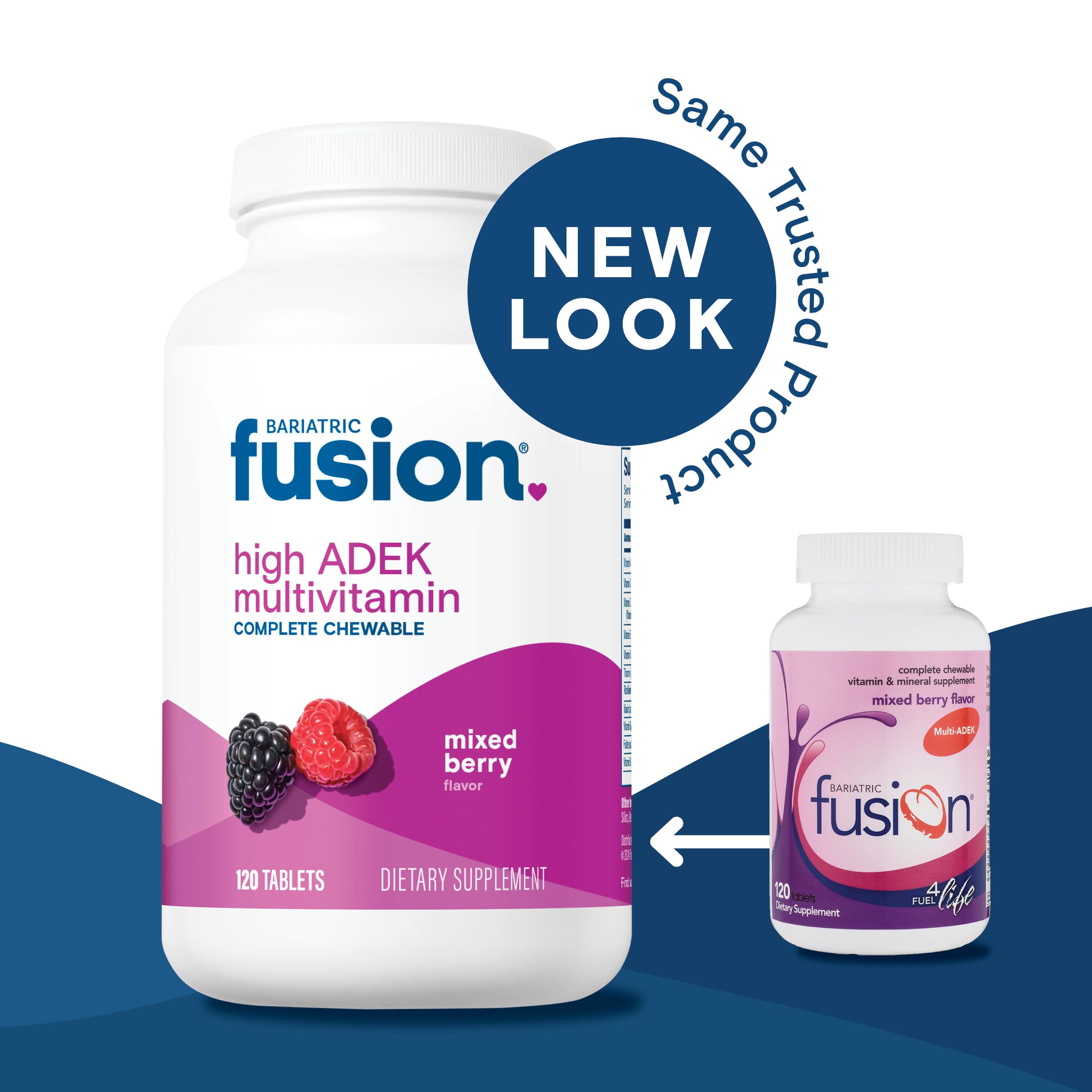 Bariatric Fusion one-month supply visual with 120 chewable tablets for easy budgeting.