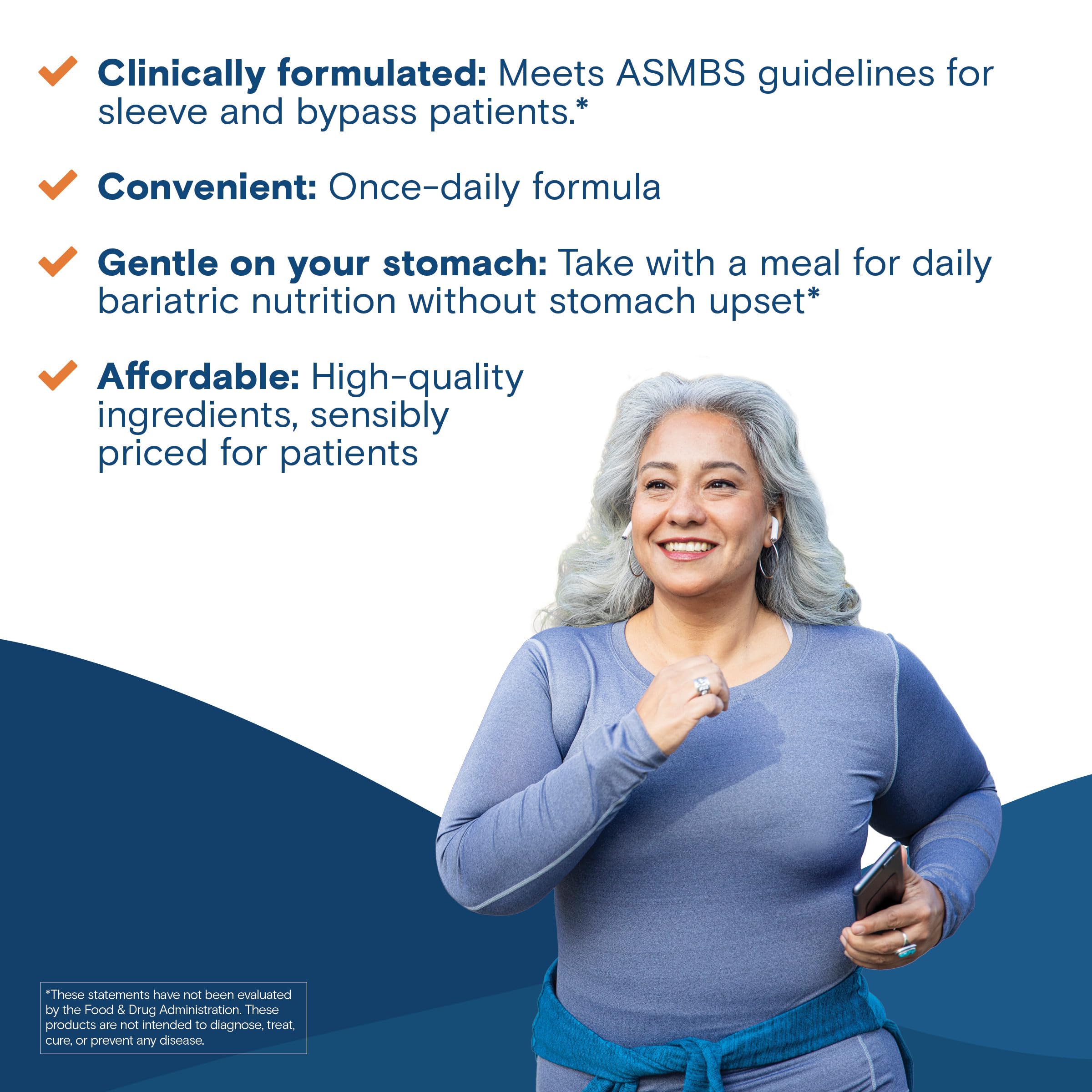 Label closeup on Bariatric Fusion vitamin showing iron content for women's needs