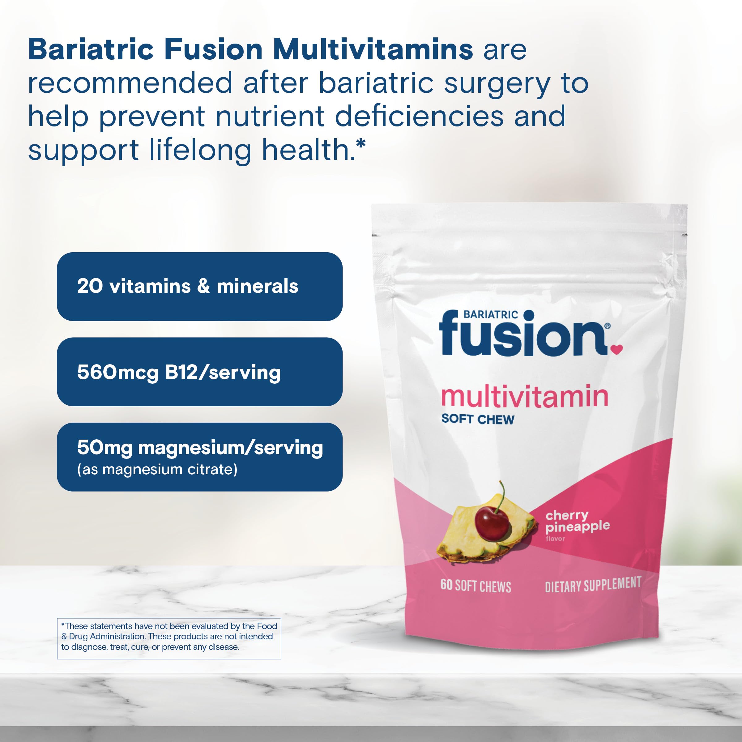 Bariatric Fusion packaging indicates gluten-free and sugar-free options for dietary needs
