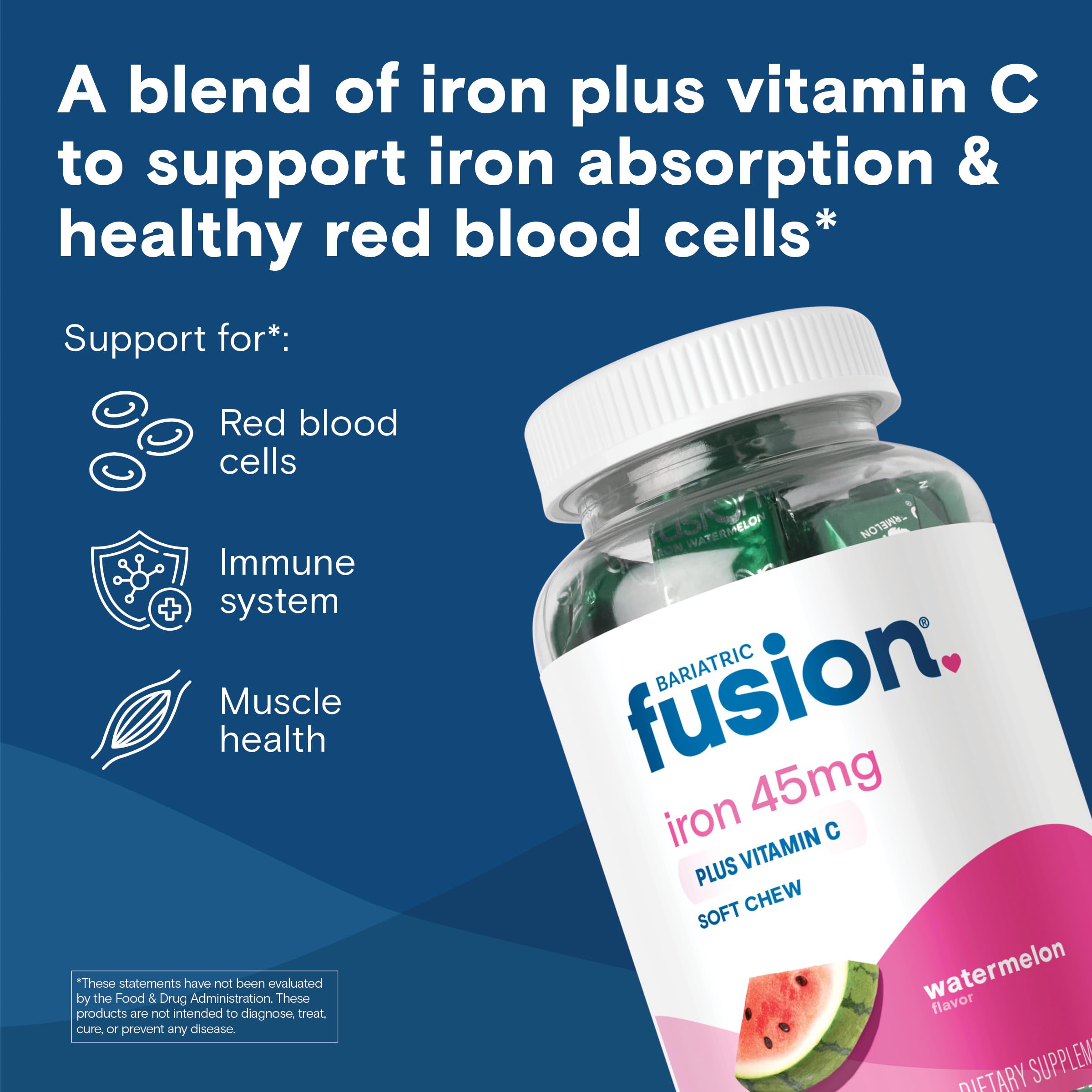 Close-up of Bariatric Fusion watermelon iron chew texture