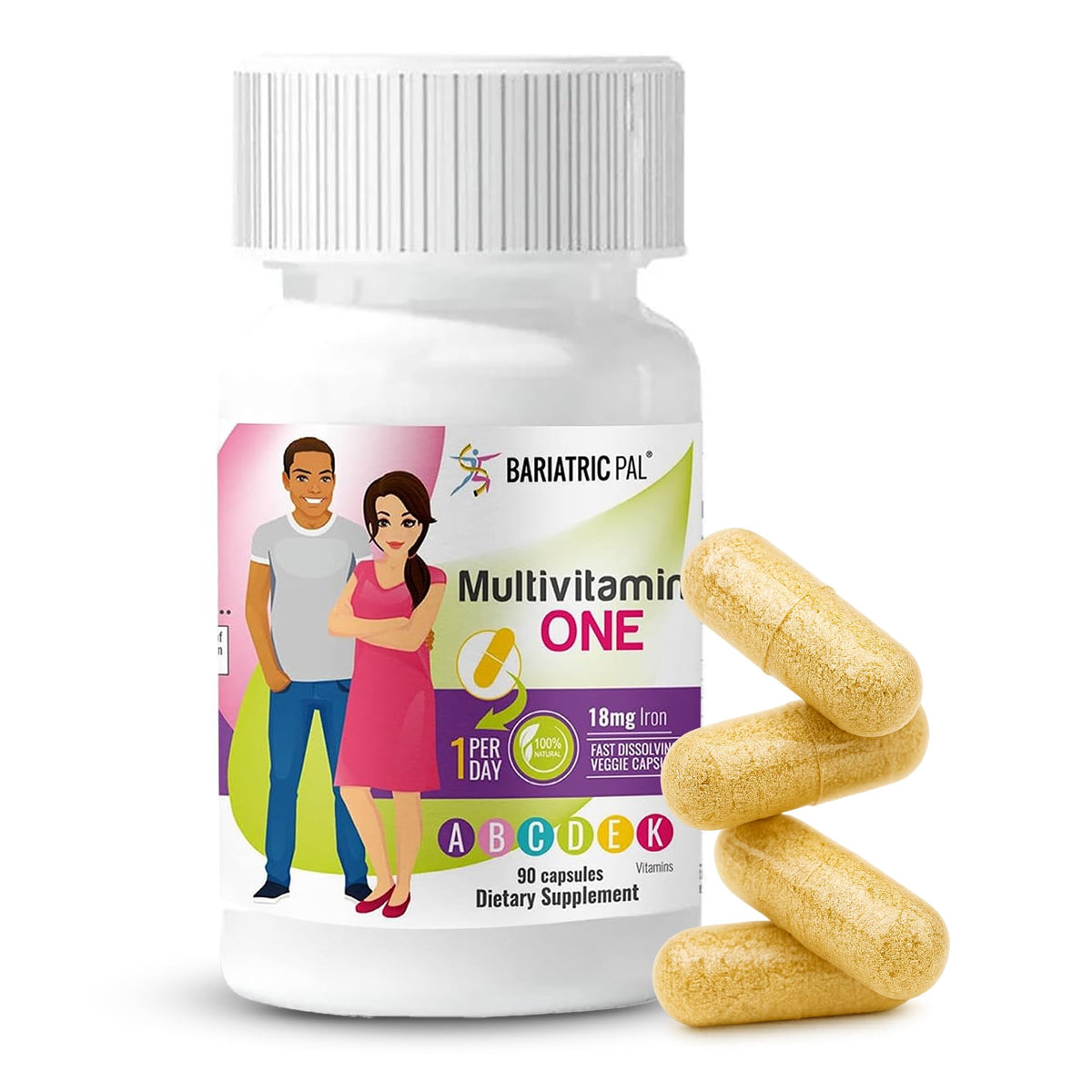 BariatricPal Multivitamin ONE bottle with 90 count on shelf for daily post-surgery nutrition