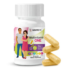 BariatricPal Multivitamin ONE bottle with 90 count on shelf for daily post-surgery nutrition