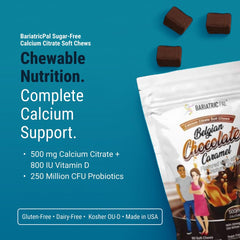 Close-up of soft chew texture showing melt-in-mouth Belgian chocolate caramel flavor
