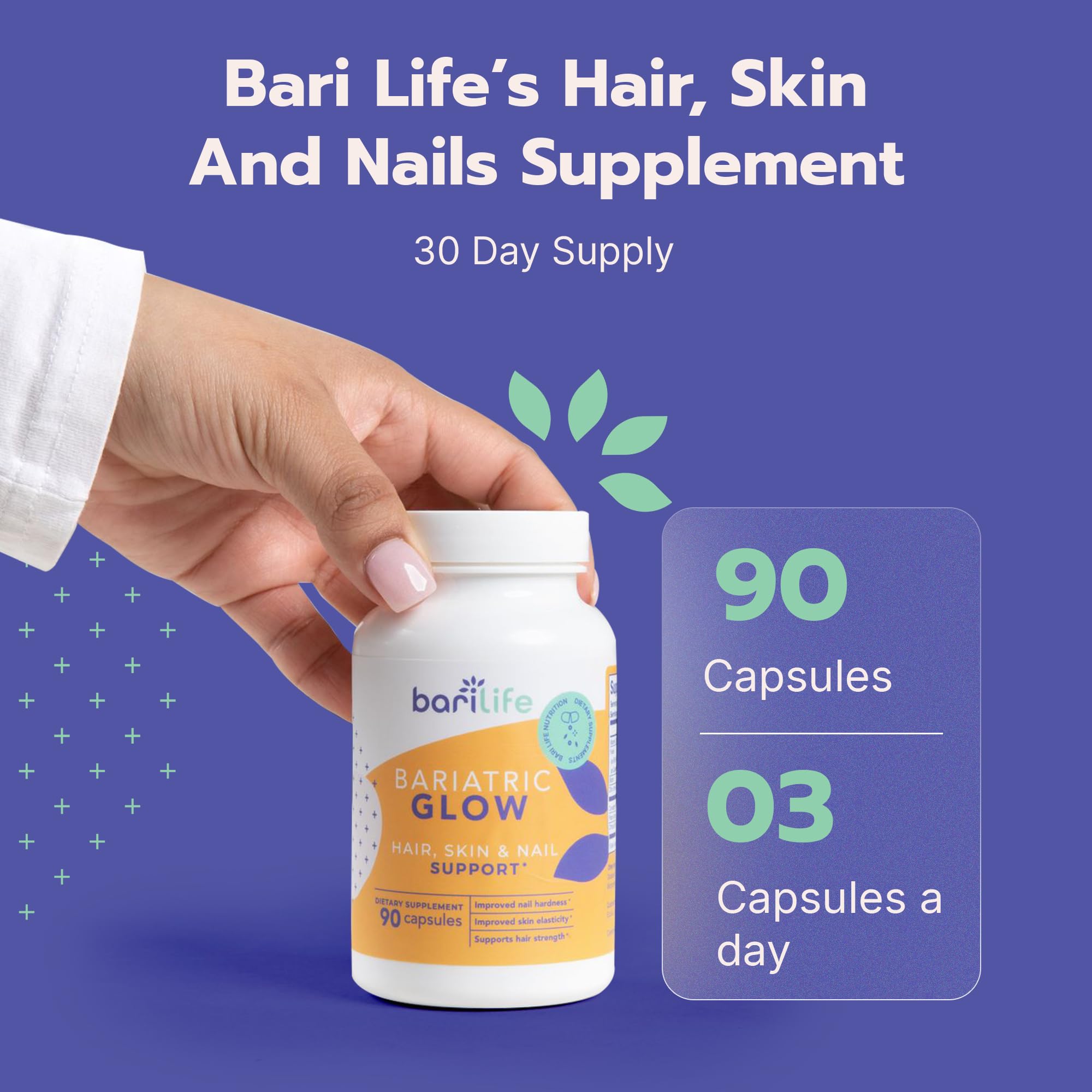 Barilife biotin vitamin C zinc cynatine HNS capsules support stronger hair.