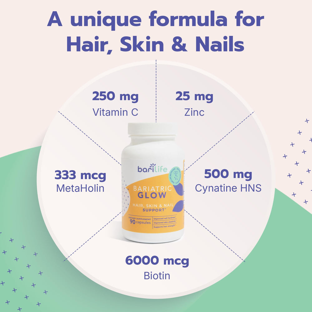 Barilife hair strength and shine bottle highlights vibrant hair.