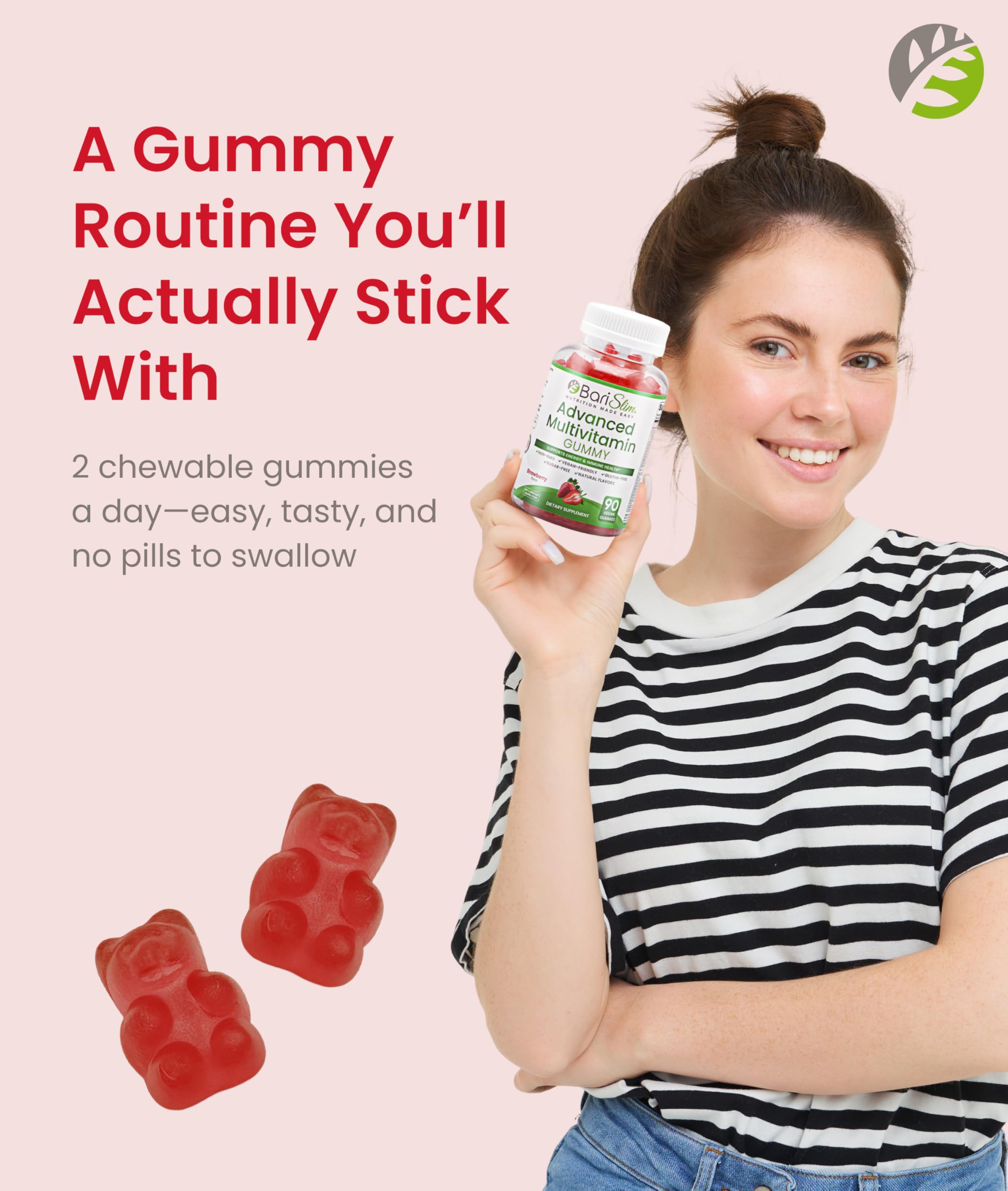 BariSlim strawberry-flavored gummies visual cue for a tasty daily habit