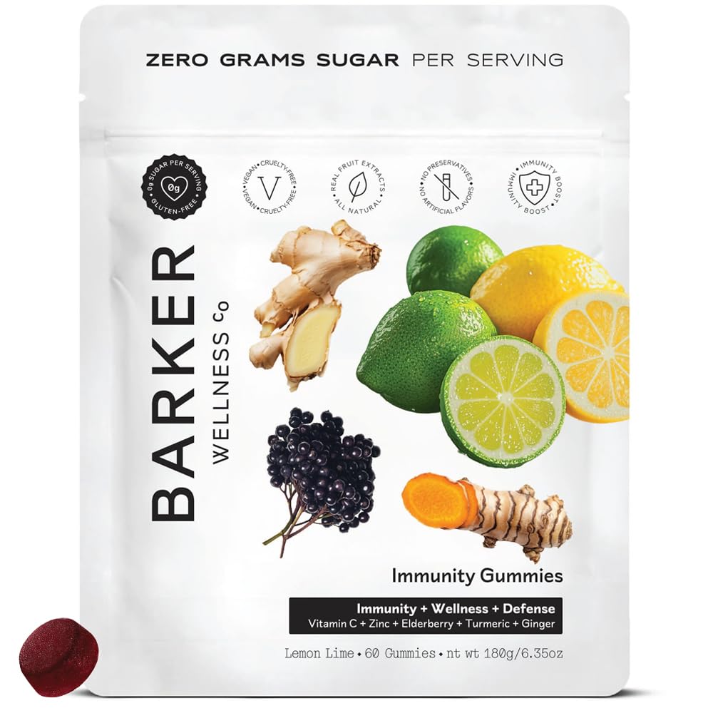 Barker Wellness Immunity Gummies lemon-lime bottle supporting daily immune health