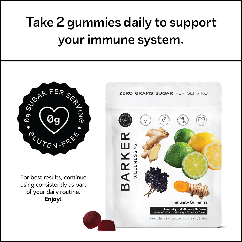 Barker Wellness Immunity Gummies poured into hand for easy consumption