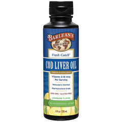 Barlean's Cod Liver Oil bottle lemonade for daily omega-3 intake.