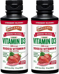 Barlean's D3 liquid bottle pouring, easy daily dosing for families