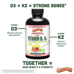 Measuring teaspoon of Barlean's D3+K2 Pink Lemonade for kid-friendly supplementation
