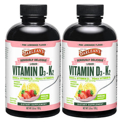 Barlean's D3+K2 Pink Lemonade bottle for daily wellness and easy dosing
