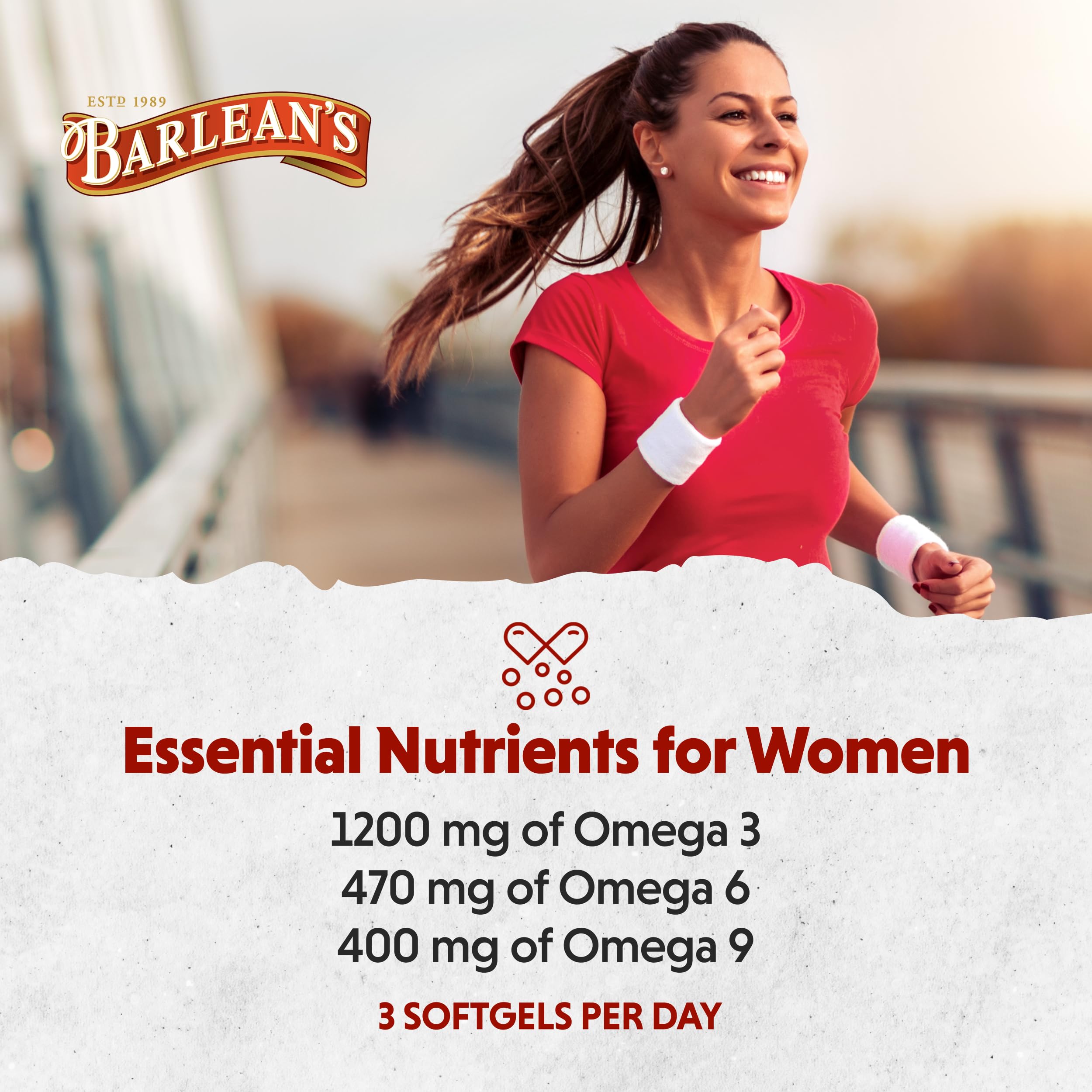 Barlean's Essential Woman softgels ready for daily use