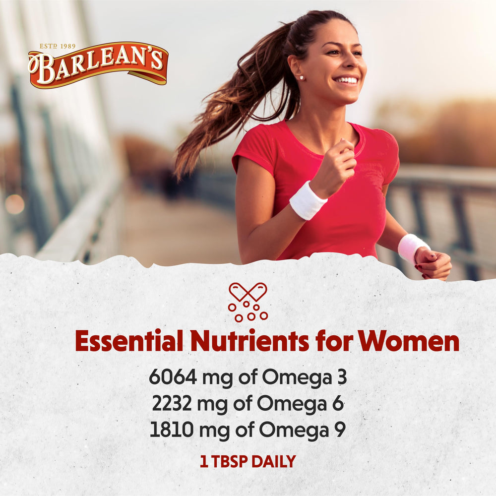 Barlean's Essential Woman soy isoflavones graphic highlighting plant-based ingredients