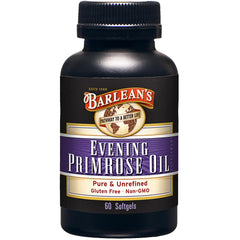 Barlean's Evening Primrose Oil softgel bottle showing GLA support for daily wellness