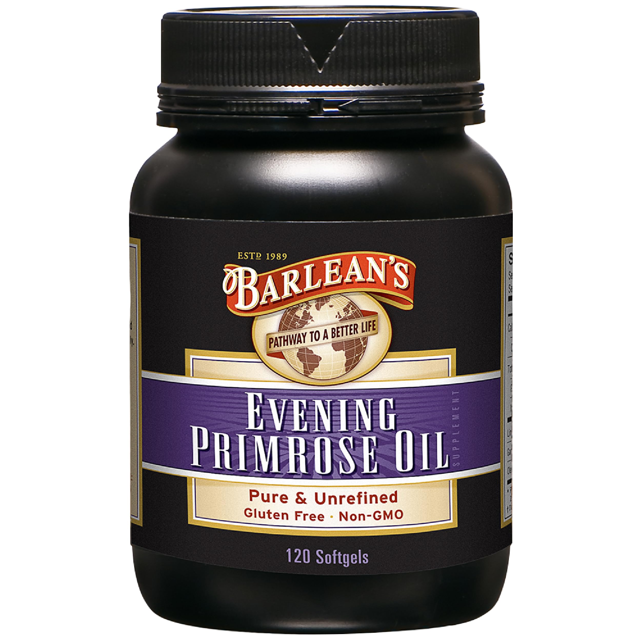 Barlean's Evening Primrose Oil softgels bottle ready for daily skin and wellness support