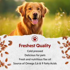 Barlean's Flaxseed Oil for Animals cat use highlights coat and skin benefits
