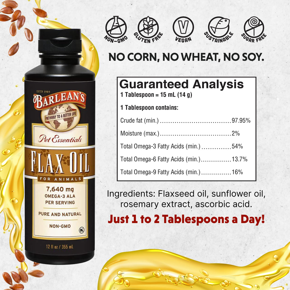 Barlean's Flaxseed Oil for Animals skin and coat gloss highlights healthier fur