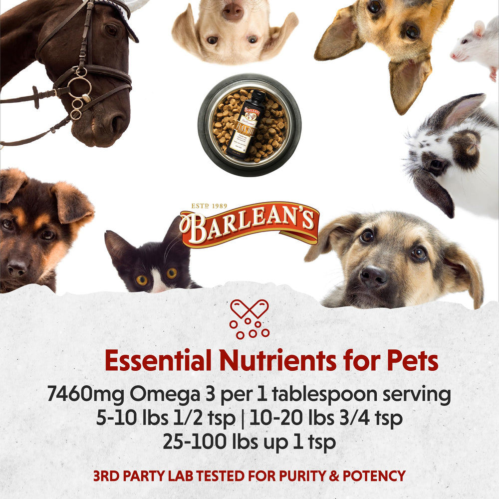 Barlean's Flaxseed Oil multi-pet use illustrates cross-species supplementation