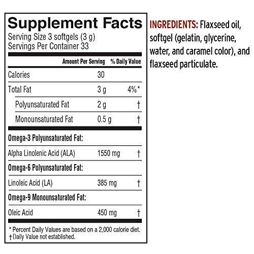 Barlean's flaxseed oil pack shown in pantry with long shelf life.