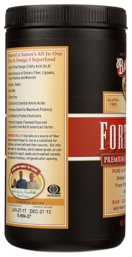Barlean's Forti-Flax fiber-rich topping sprinkled over yogurt.