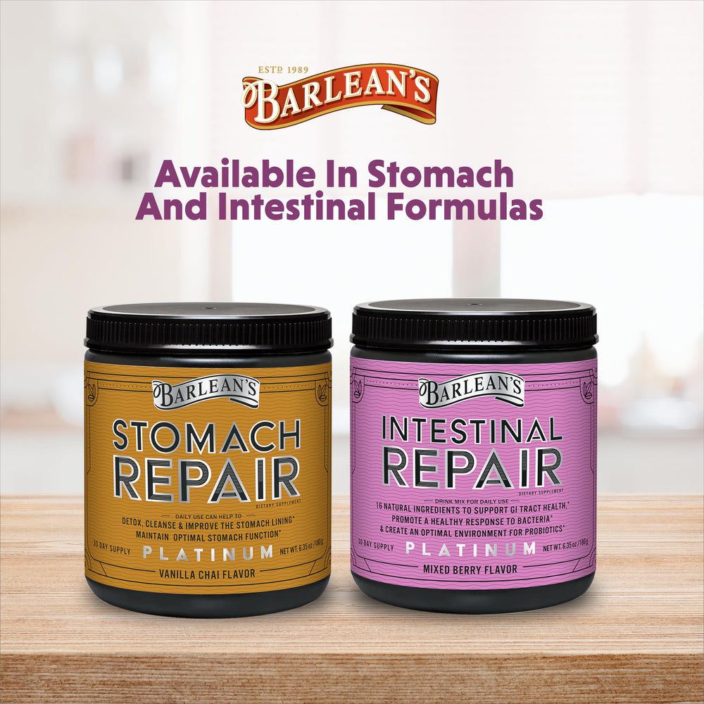 Daily use: two teaspoons of Barlean's powder being stirred for a routine.