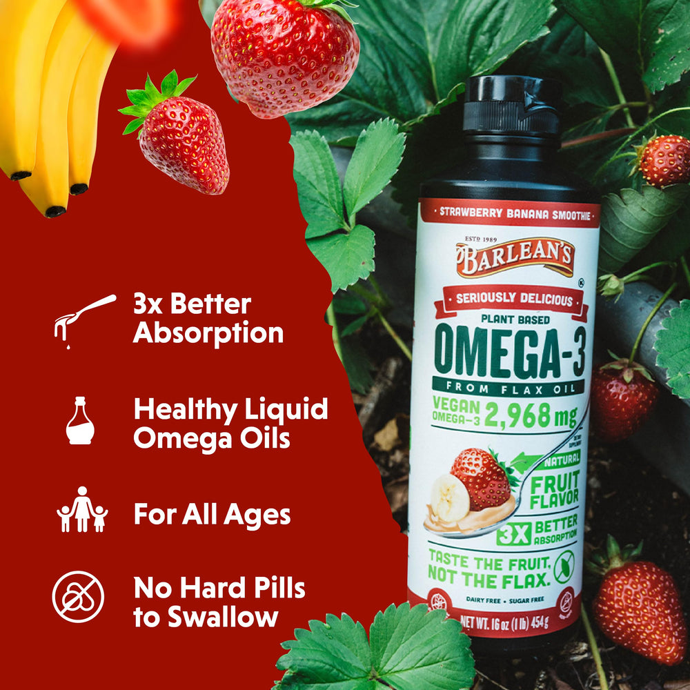 Barlean's kids friendly flavor sip image highlights tasty omega supplementation