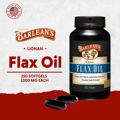 Softgels being poured from the Barlean's bottle for easy daily use.