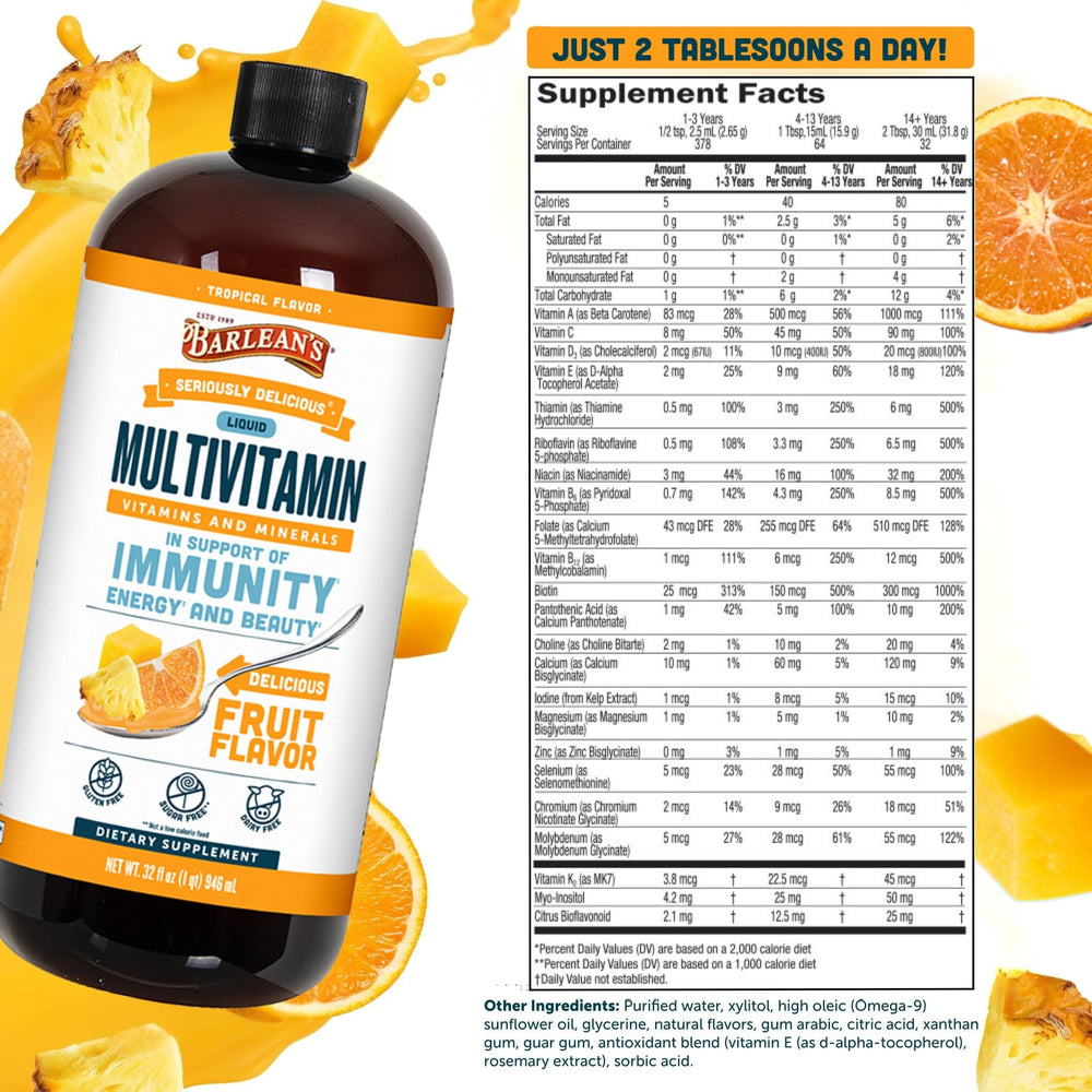 Creamy texture of Barlean's Multivitamin blends easily into smoothies.