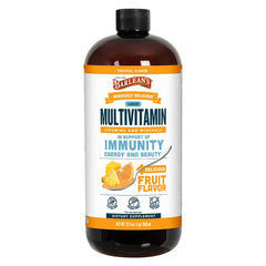 Barlean's Liquid Multivitamin tropical bottle for daily energy and wellness.
