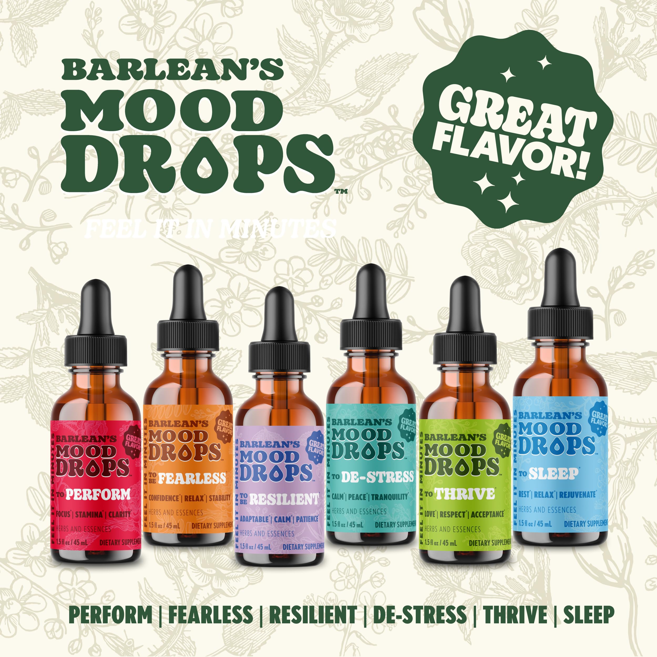 Barlean's Mood Booster on-the-go bottle ideal for busy days seeking calm.