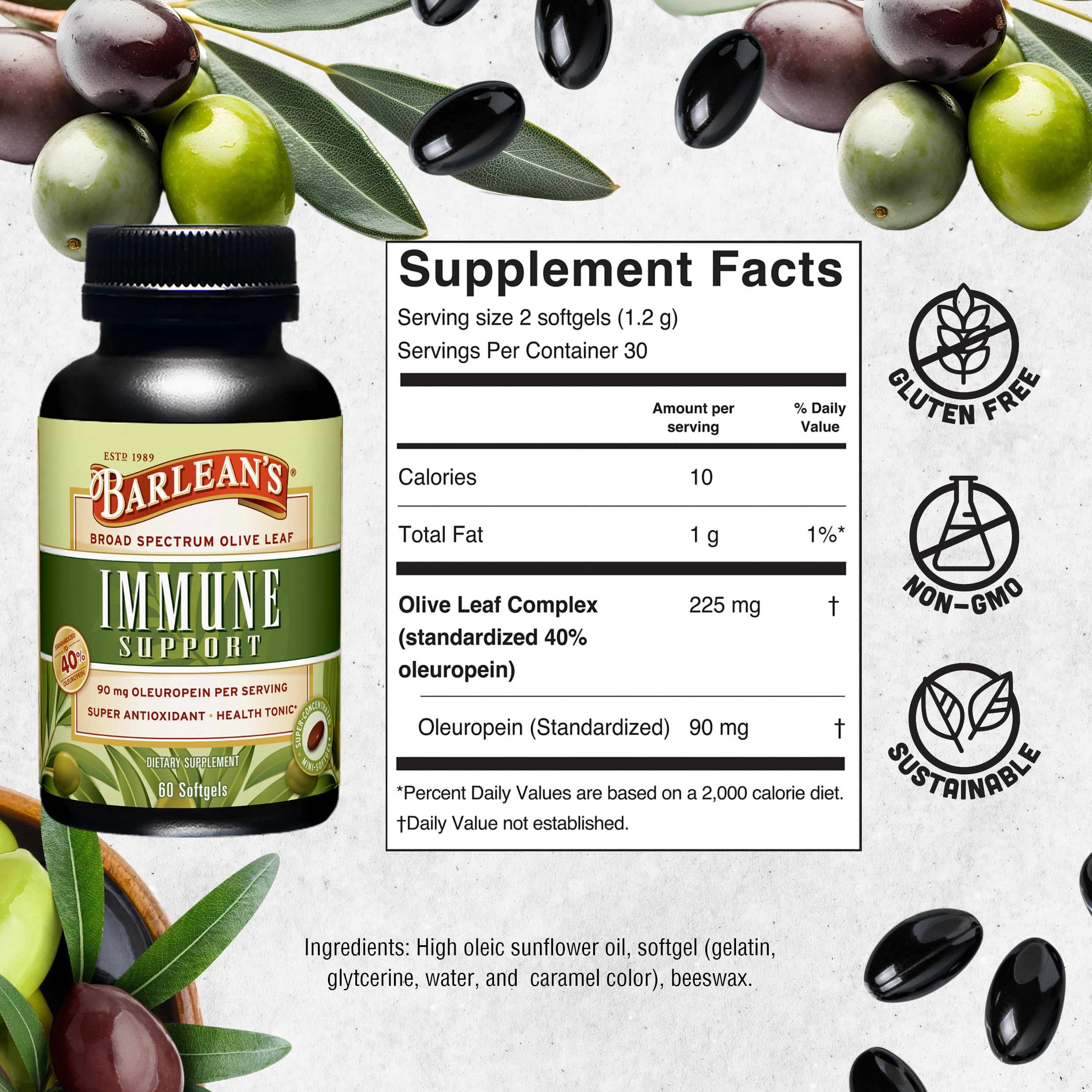 Barlean's package suggests two softgels per day for routine wellness.