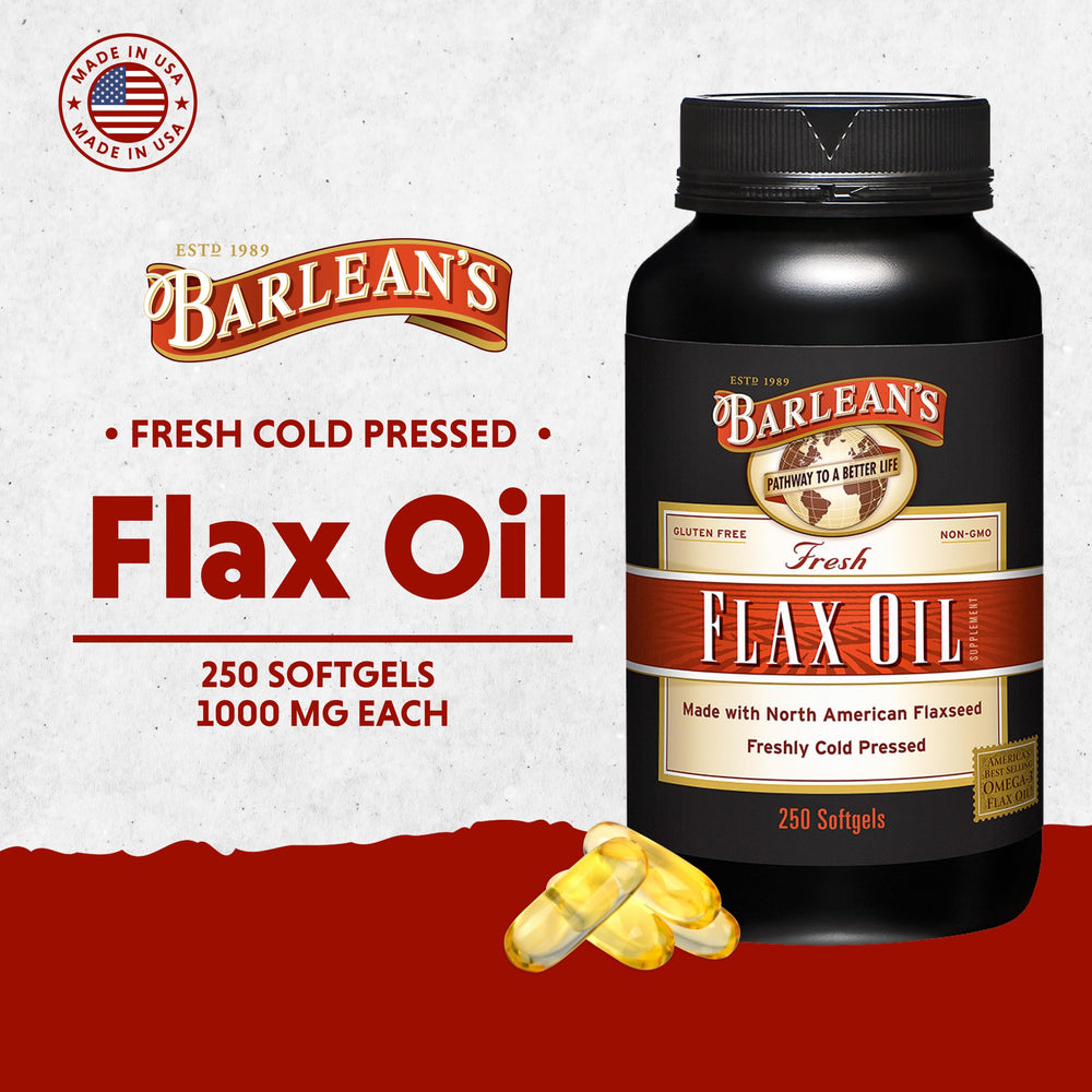 Barlean's softgels closeup highlighting 1650 mg ALA per serving