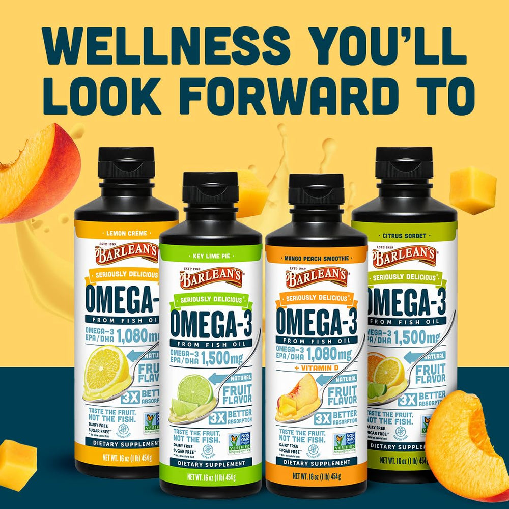Barlean's Omega-3 bottle indicating kid-friendly daily use