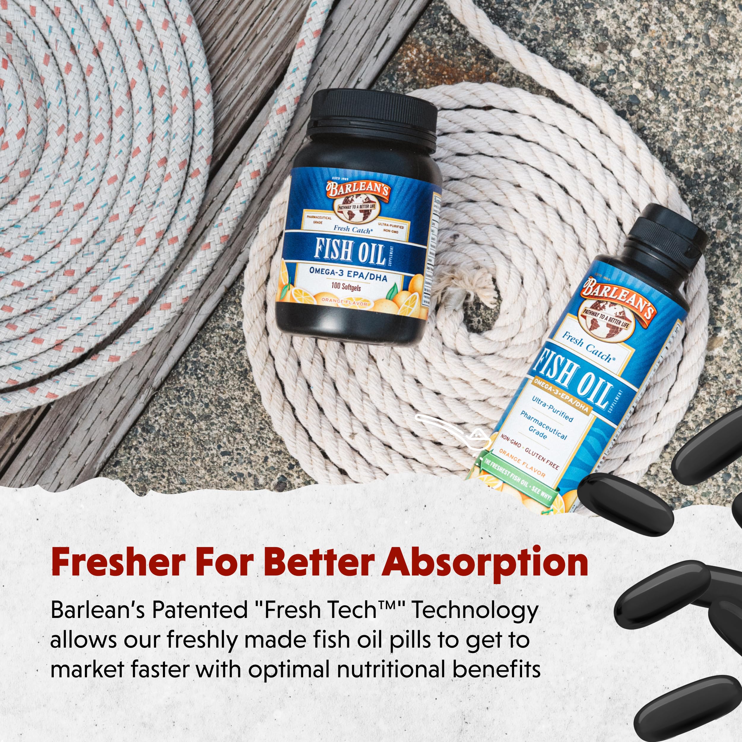 Barlean's Fresh Tech seal promises fresher oil and better absorption.
