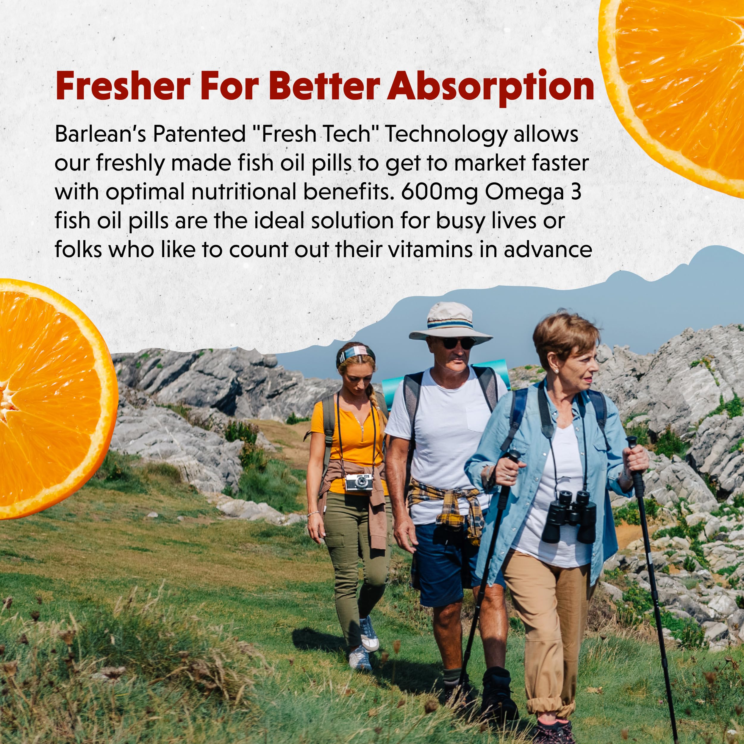 Barlean's orange-flavor packaging highlights tasty, convenient omega-3.