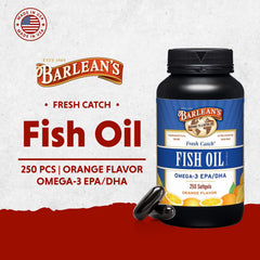 Barlean's Omega-3 softgels in hand for on-the-go support.