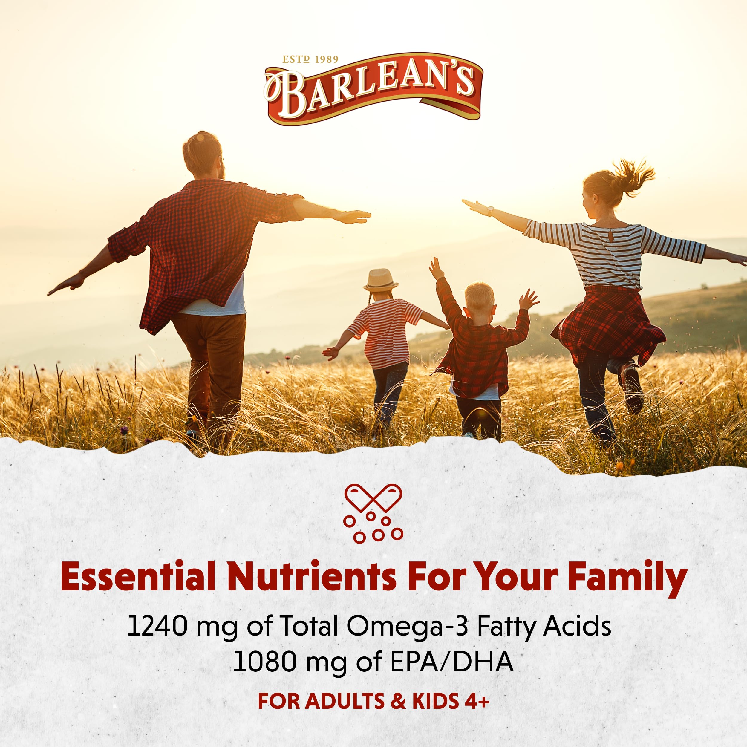 Barlean's Omega-3 label closeup showing quality and ingredients