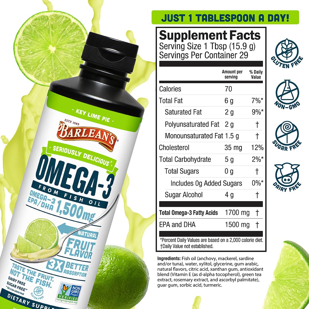 Barlean's Omega-3 label confirms non-GMO and USA-made trust