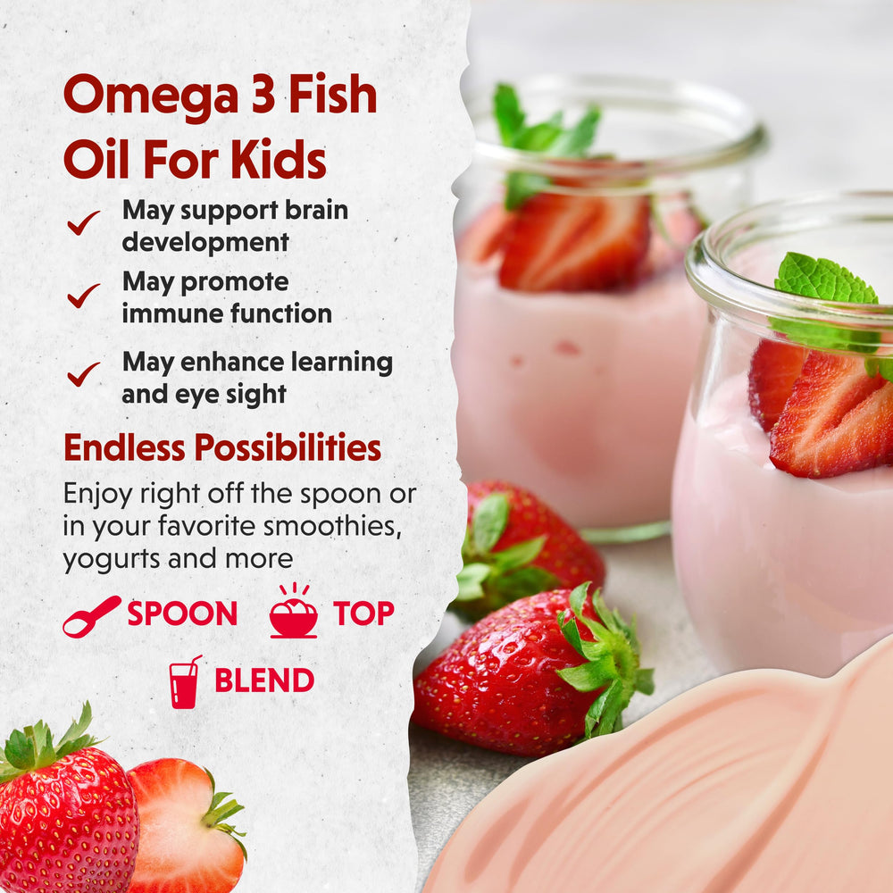 Barlean's Omega Pals on a kid's mealtime table for ongoing nutrition.