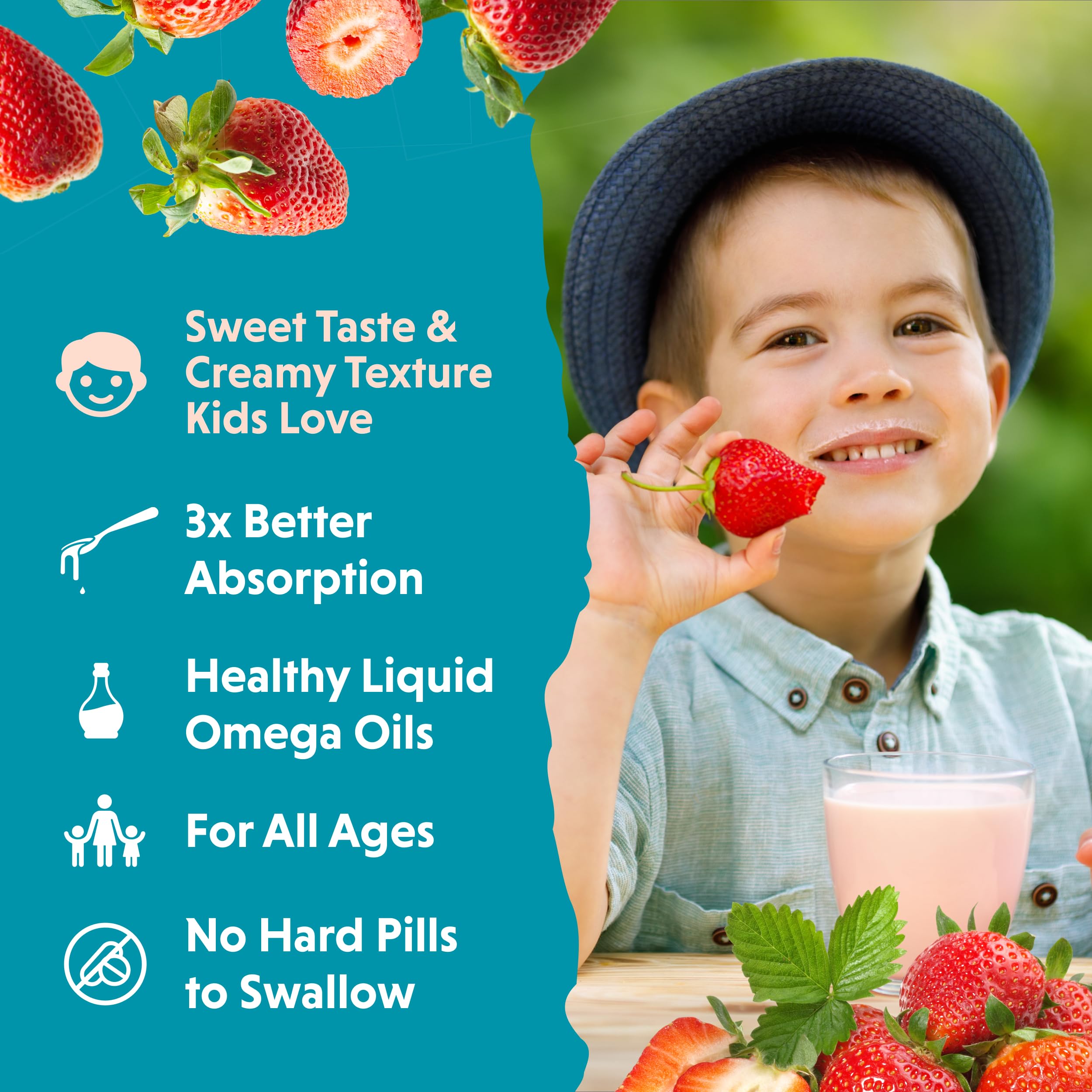 Barlean's Omega Pals label closeup highlighting non-GMO ingredients.