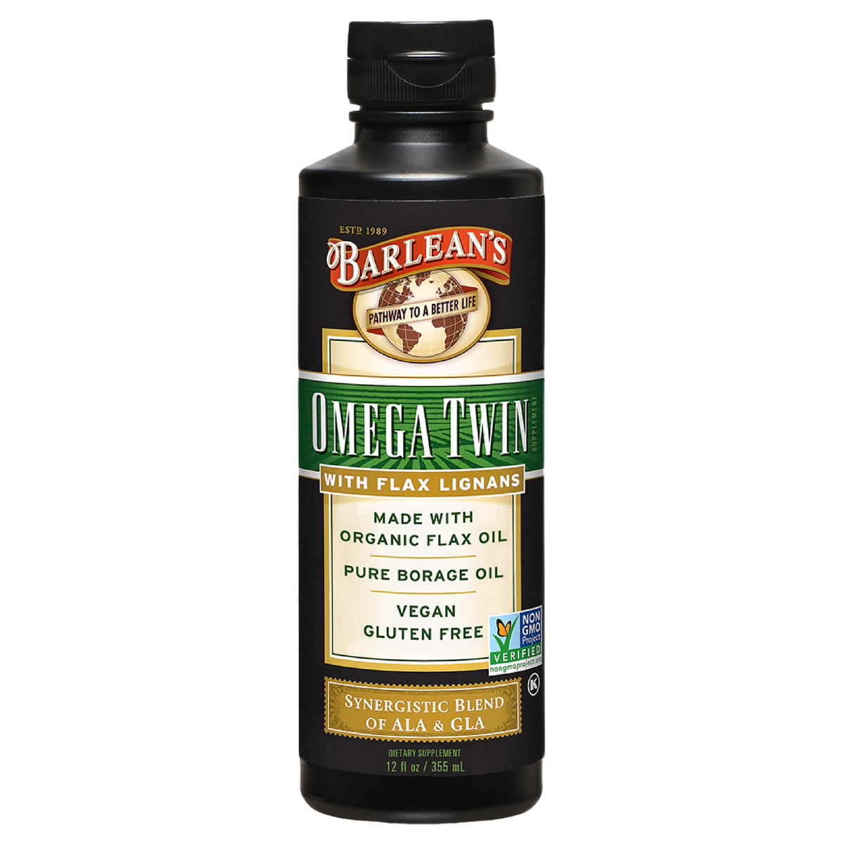 Barlean's Omega Twin bottle for easy daily omega intake.
