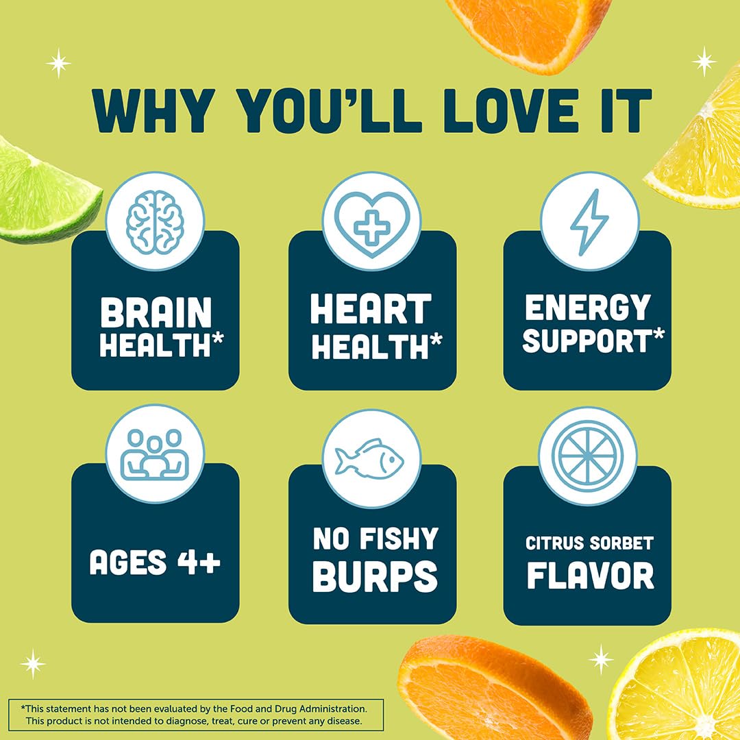 Close-up of Barlean's Omega-3 Citrus Sorbet label, non-GMO ingredients