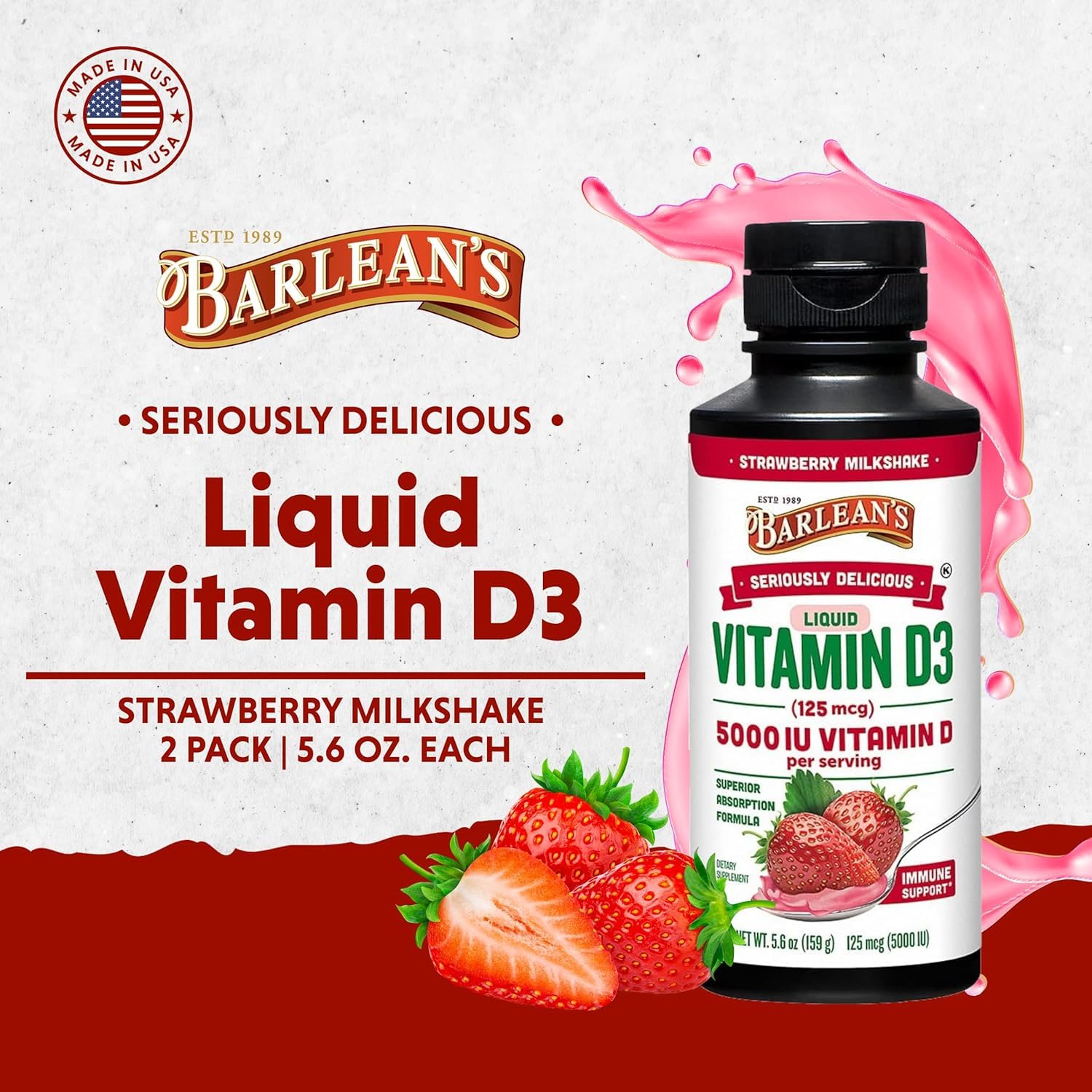 Barlean's Pack of 2 Vitamin D3 liquids for convenient double supply