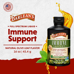 Barlean's Peppermint Olive Leaf Complex being poured for convenient dosing