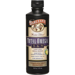 Barlean's Total Omega 3 6 9 liquid bottle ready for daily omega intake
