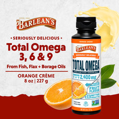 Barlean's Total Omega 3-6-9 Orange Creme pour shows smooth texture for easy dosing