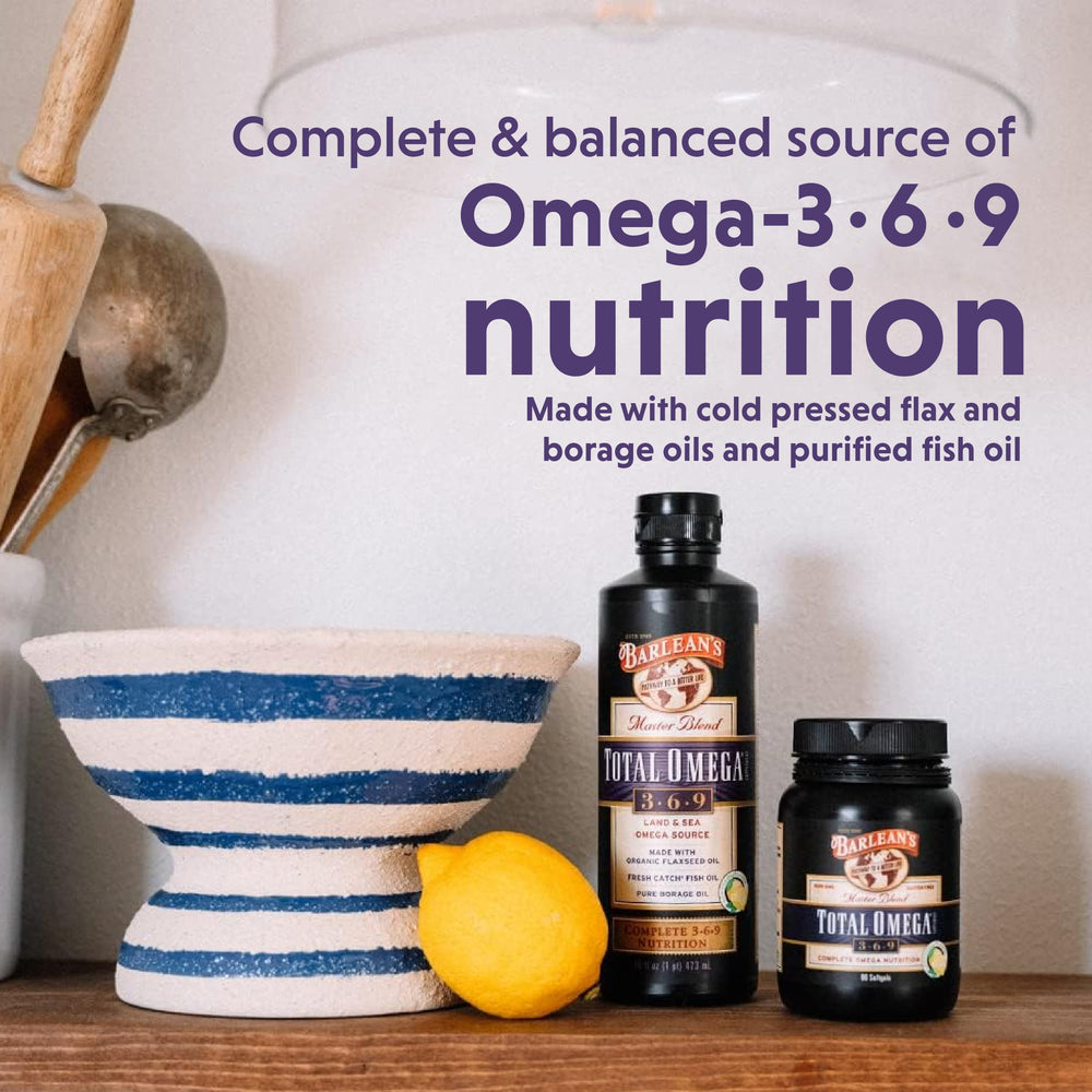 Barlean's softgels ready for daily use in a wellness routine.