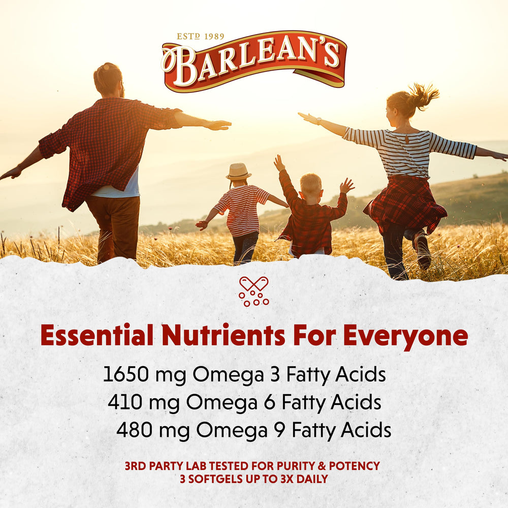 Barlean's Softgels on-the-go in a compact pouch for travel-friendly omega support.