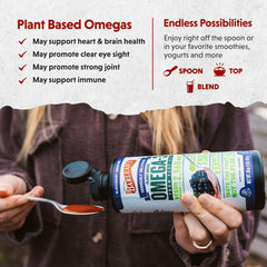 Barlean's flaxseed oil in a blackberry smoothie for flavor and nourishment